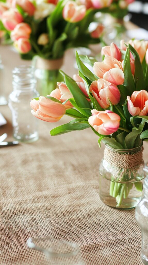 Burlap tablecloth accent