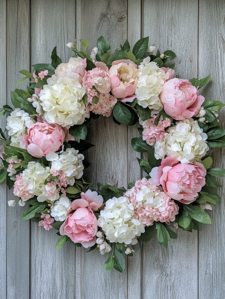 Peony and Hydrangea Wreath