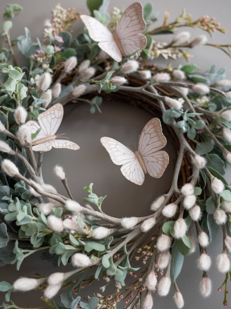 Pussy Willow and Butterfly Wreath