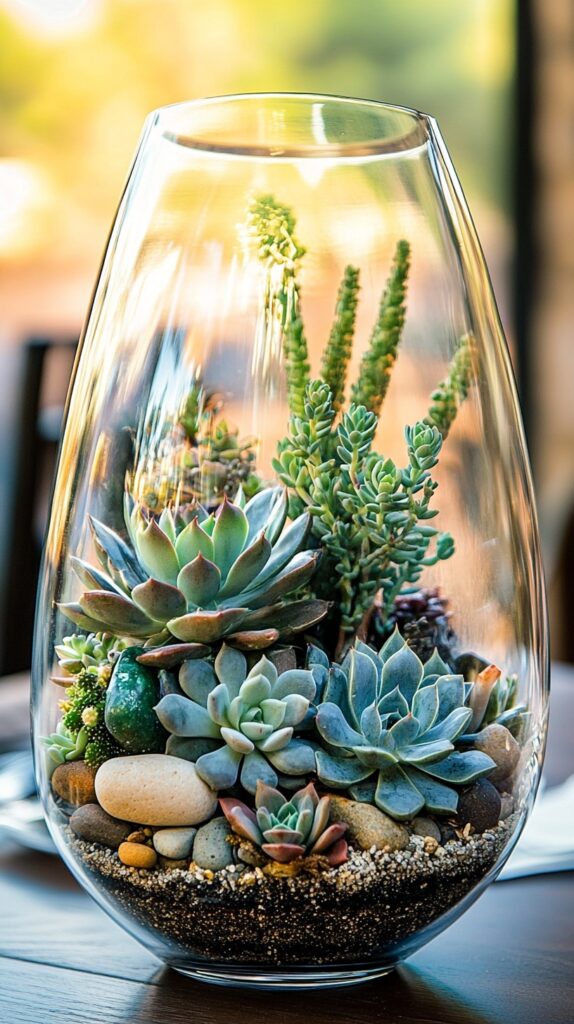 Succulent terrarium centerpieces