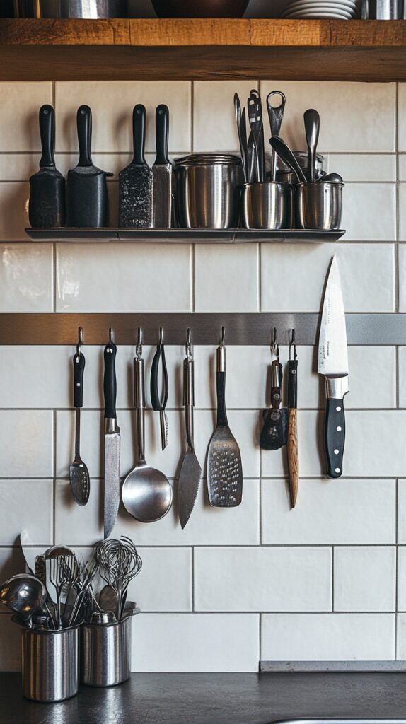 Use magnetic strips for utensil storage